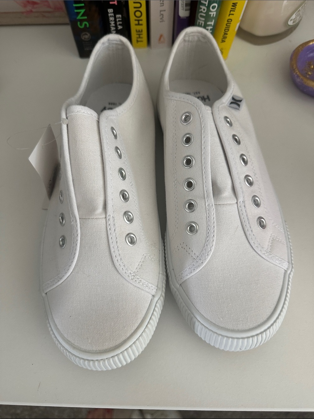 Hurley White Slip-On Canvas Sneakers 6.5
